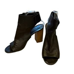 Vince Black Leather Peep-Toe Booties – Size 9 (Made in Italy)